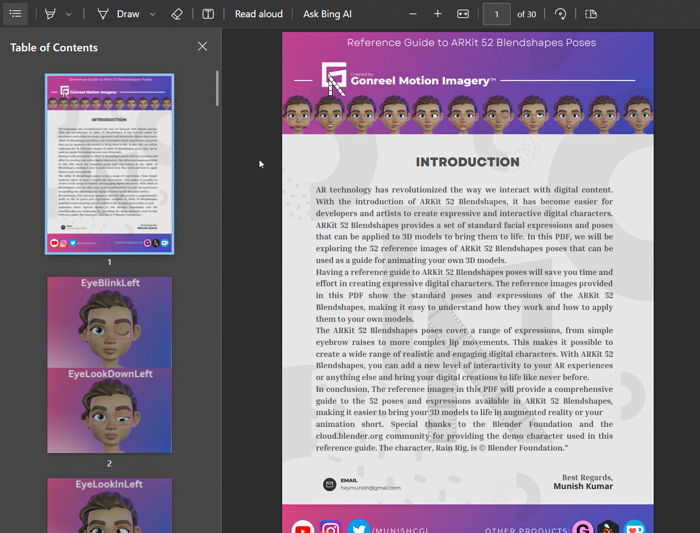 Reference Guide to ARKit 52 Blendshapes Poses By Gonreel