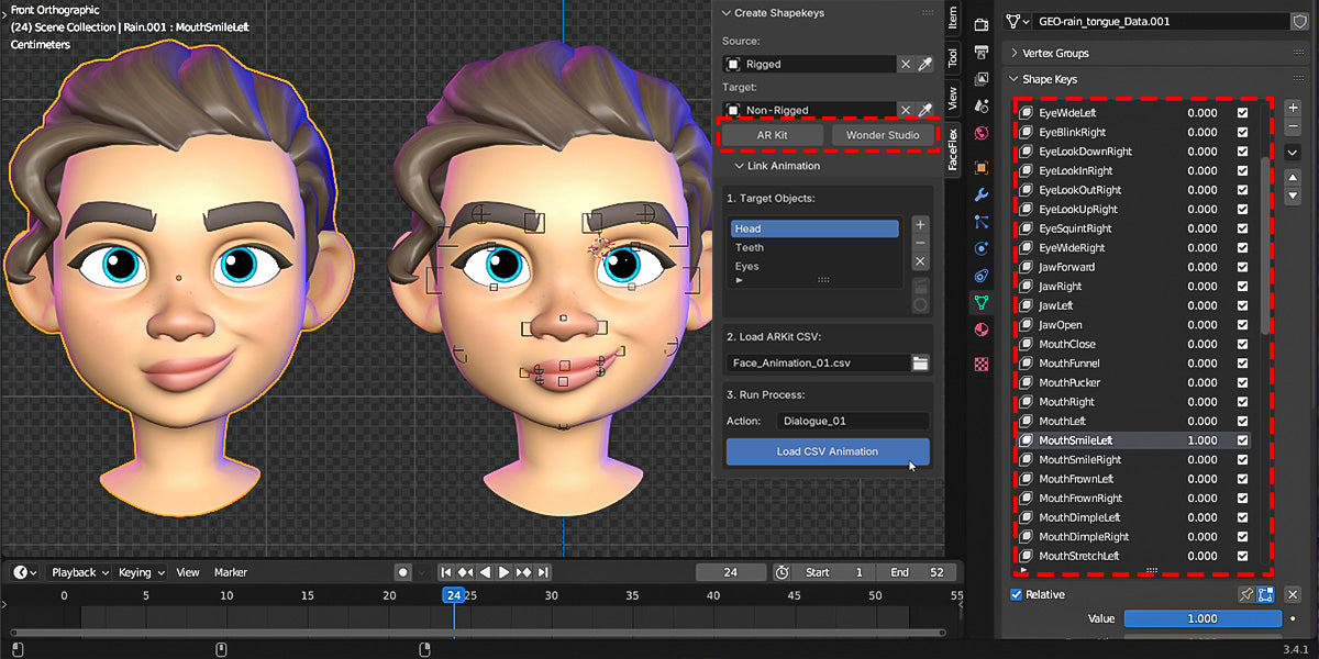 Faceflex - Blendshape Toolkit for AR Kit & Wonder Studio + Free Reference Guide