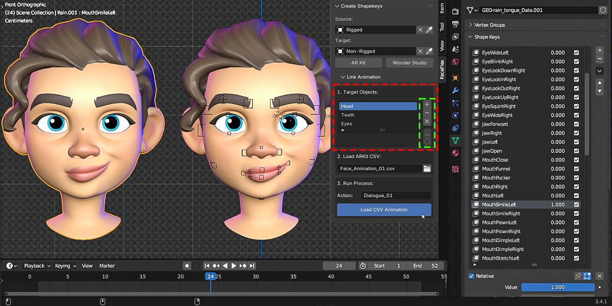 Faceflex - Blendshape Toolkit for AR Kit & Wonder Studio + Free Reference Guide