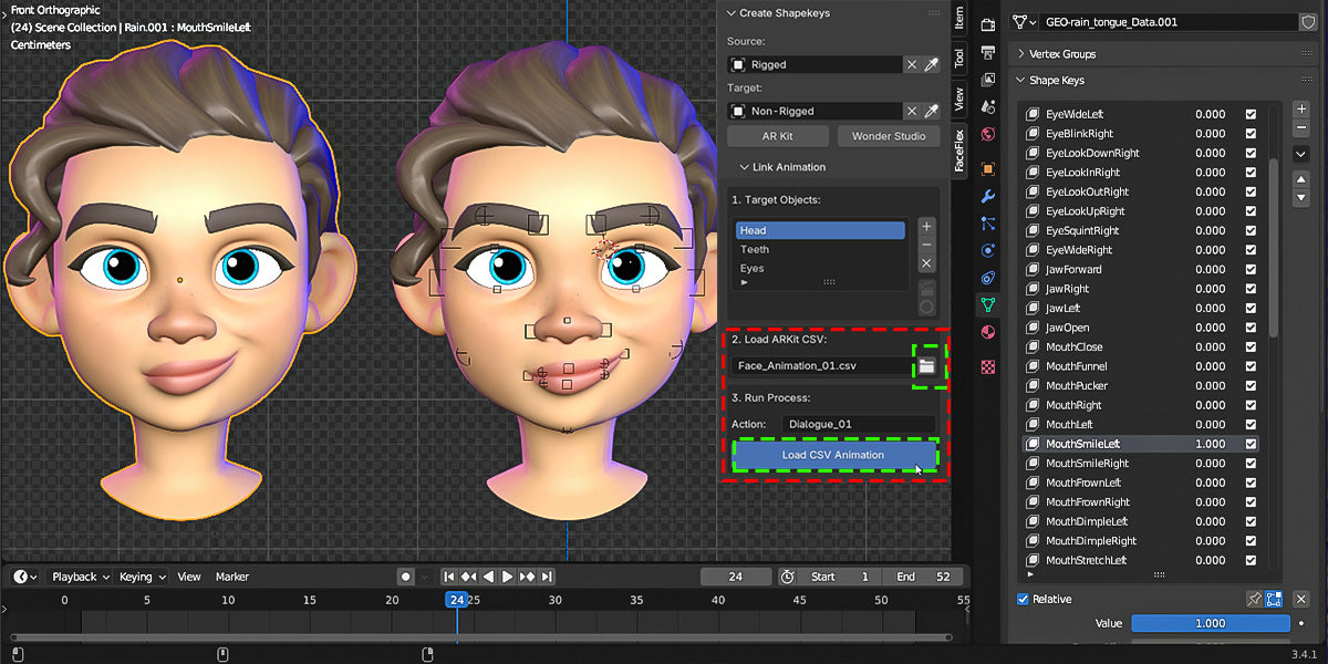 Faceflex - Blendshape Toolkit for AR Kit & Wonder Studio + Free Reference Guide