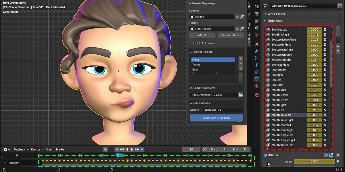Faceflex - Blendshape Toolkit for AR Kit & Wonder Studio + Free Reference Guide