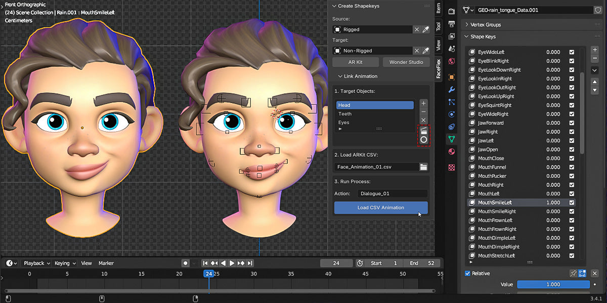 Faceflex - Blendshape Toolkit for AR Kit & Wonder Studio + Free Reference Guide